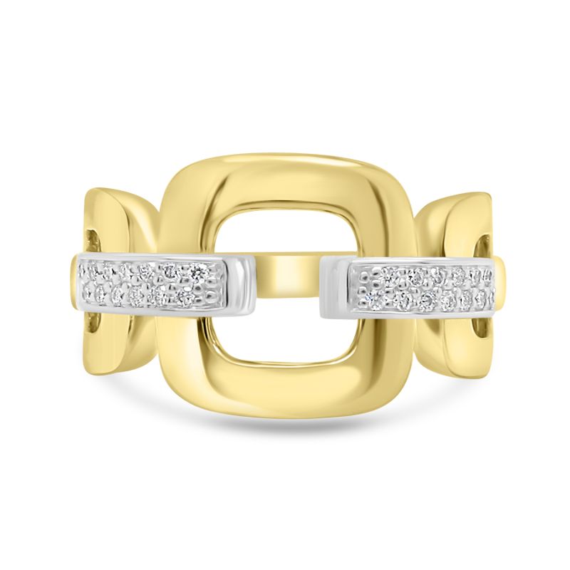 9ct Yellow & White Gold Open Style Buckle Ring