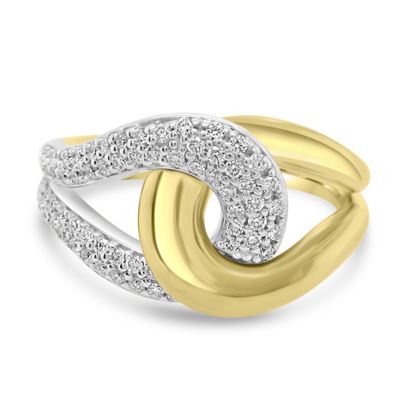 9ct Yellow & White Gold Linked Loop Dress Ring 0.30ct