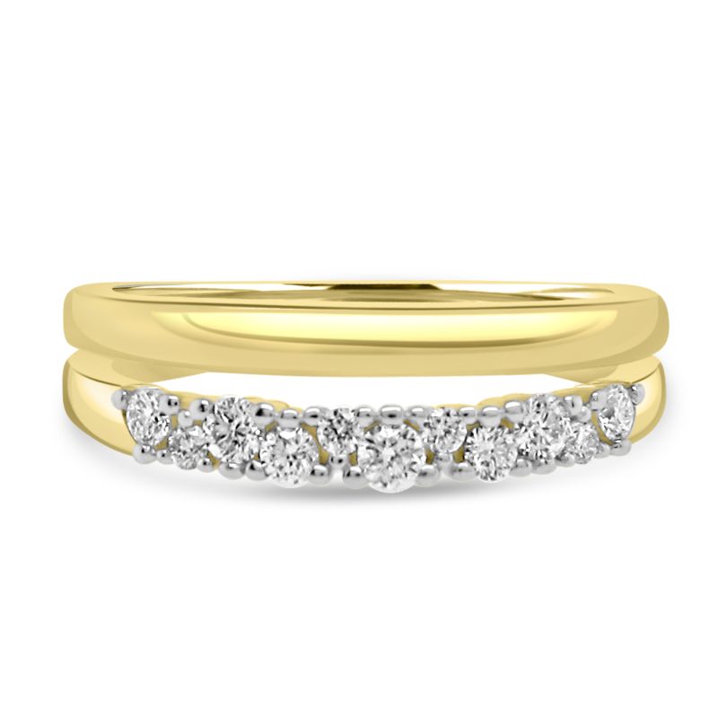 9ct Yellow Gold Brilliant Cut Diamond 2 Band Dress Ring 0.21ct