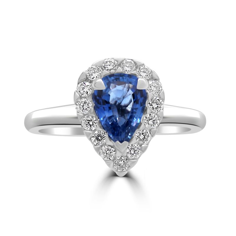9ct White Gold Sapphire & Diamond Cluster Dress Ring 0.21ct