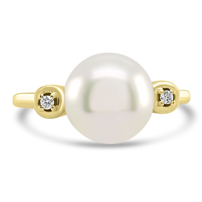 9ct Yellow Gold Freshwater Pearl & Diamond Dress Ring 0.02ct