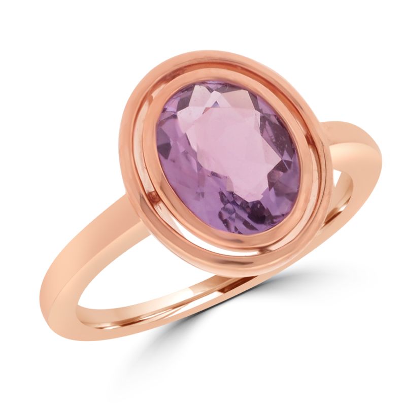 9ct Rose Gold Oval Amethyst Dress Ring