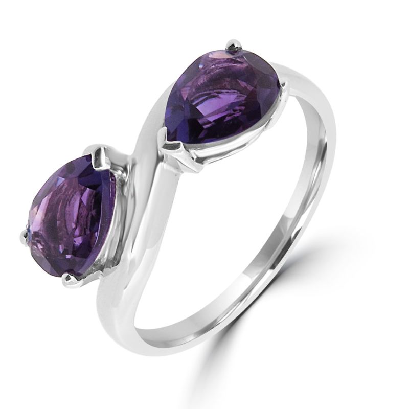 9ct White Gold Pear Shaped Amethyst Dress Ring