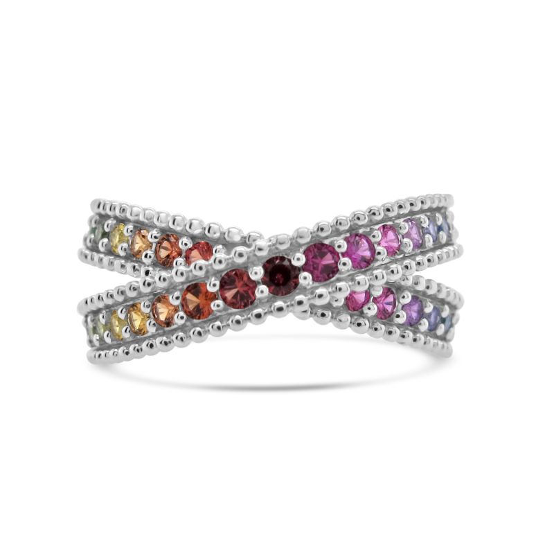 Platinum Rainbow Sapphire Dress Ring