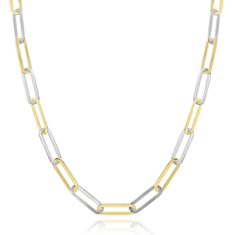 9ct Yellow & White Gold Paperclip Link Neck Chain 17"