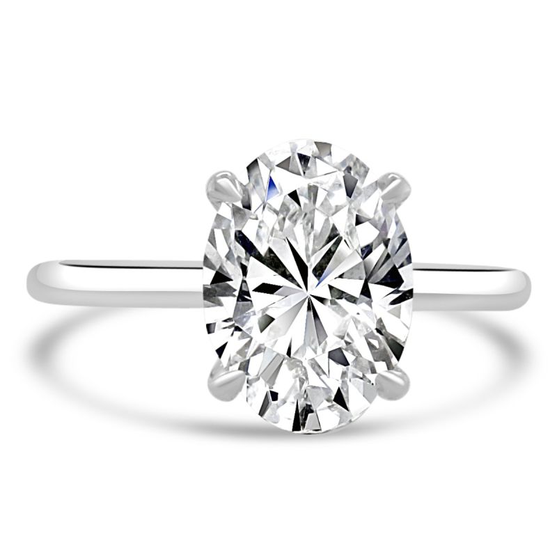 1.70ct oval cut lab diamond solitaire ring in platinum 