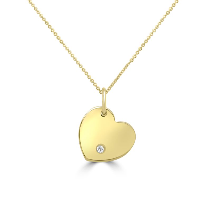 9ct Yellow Gold Diamond Heart Pendant & Chain 0.03ct