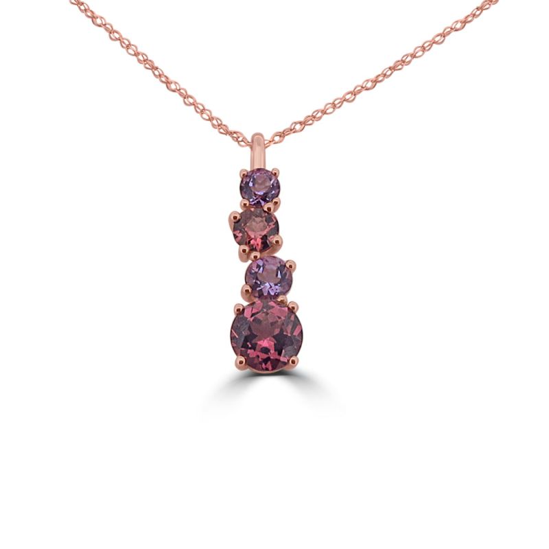 9ct Rose Gold Amethyst & Pink Rhodolite Pendant & Chain