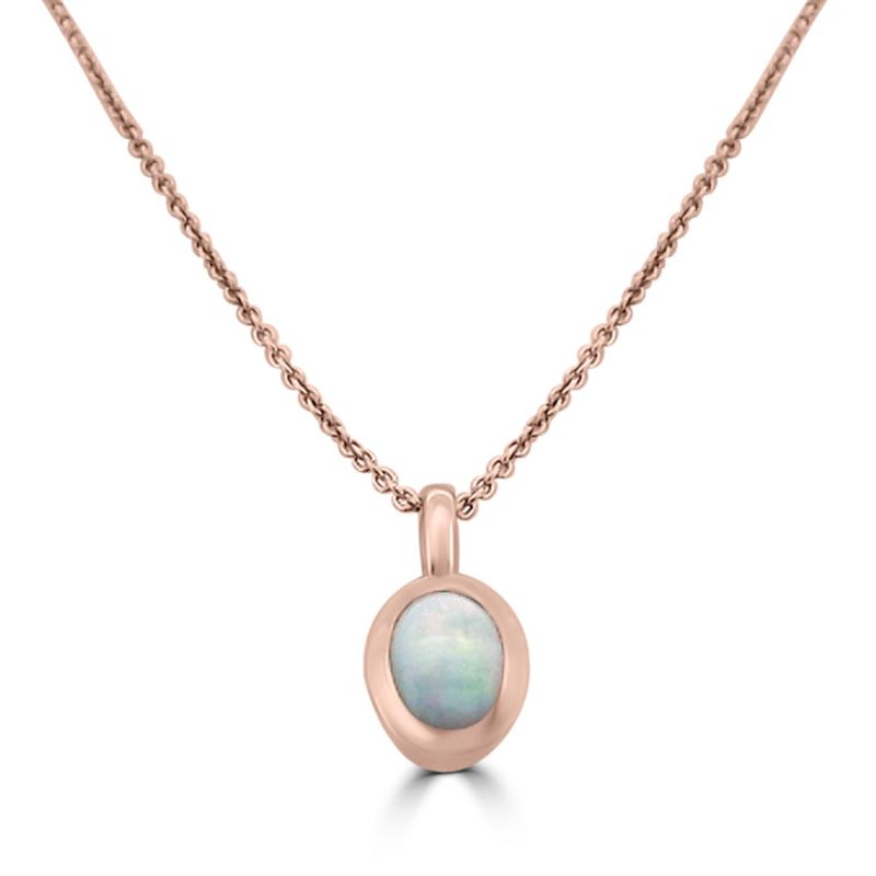 9ct Rose Gold Oval Opal Pendant