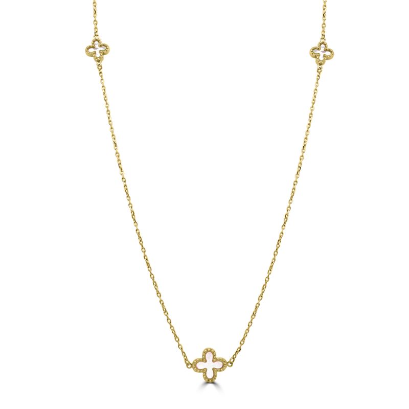 9ct Yellow Gold Mother of Pearl Cross Necklace