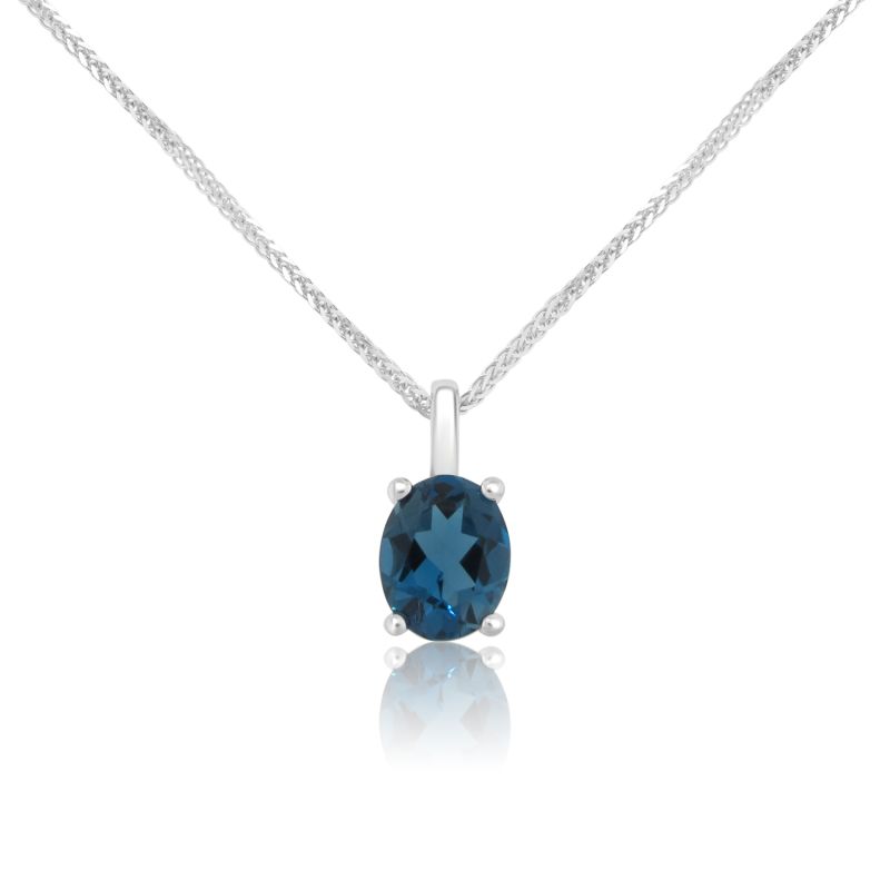Sterling Silver Blue Topaz Necklace Pendant.