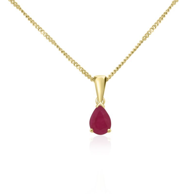 9ct Yellow Gold Pear Cut Ruby Pendant