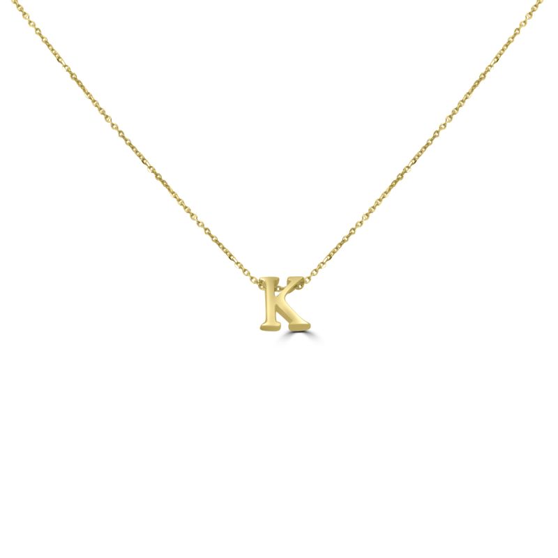 9ct Yellow Gold Initial K Pendant & Chain