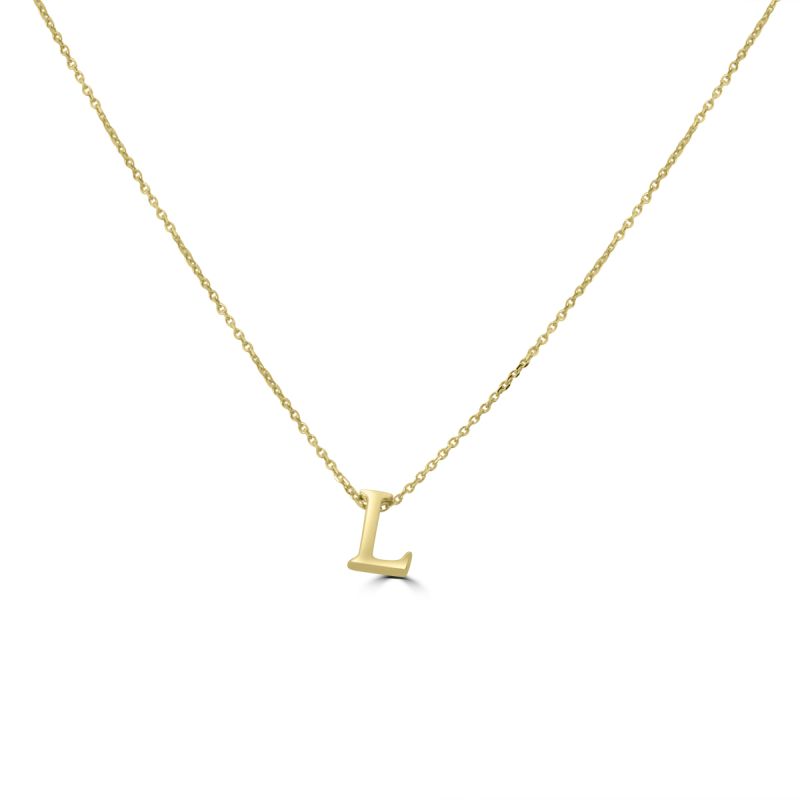 9ct Yellow Gold Initial L Pendant & Chain
