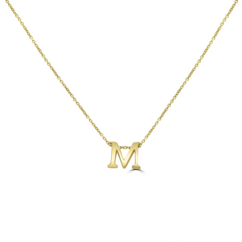 9ct Yellow Gold Initial M Pendant & Chain