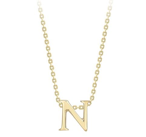 9ct Yellow Gold Initial 'N' pendant and chain