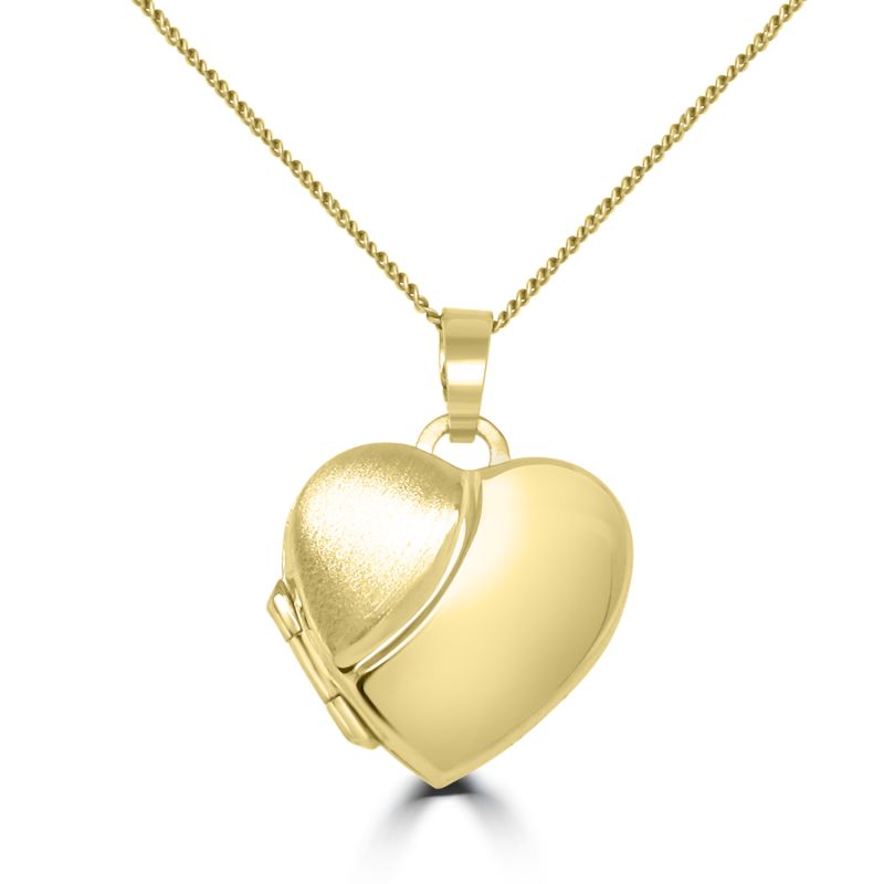 9ct Yellow Gold Heart Shaped Locket & Chain