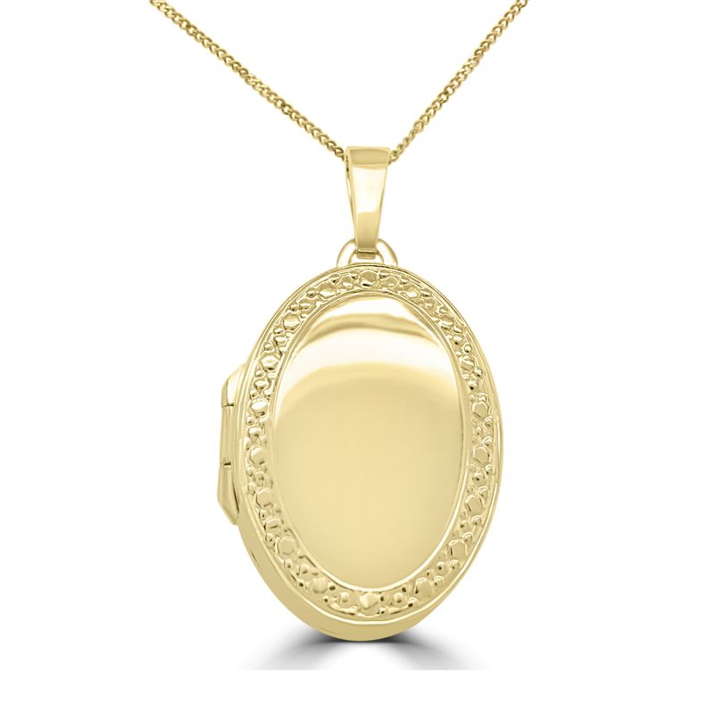 9ct Yellow Gold Oval Engraved Family Locket