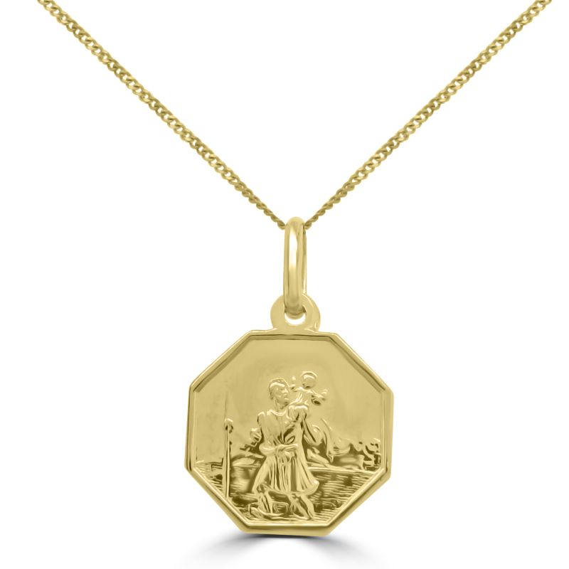 9ct Yellow Gold Octagonal St Christopher