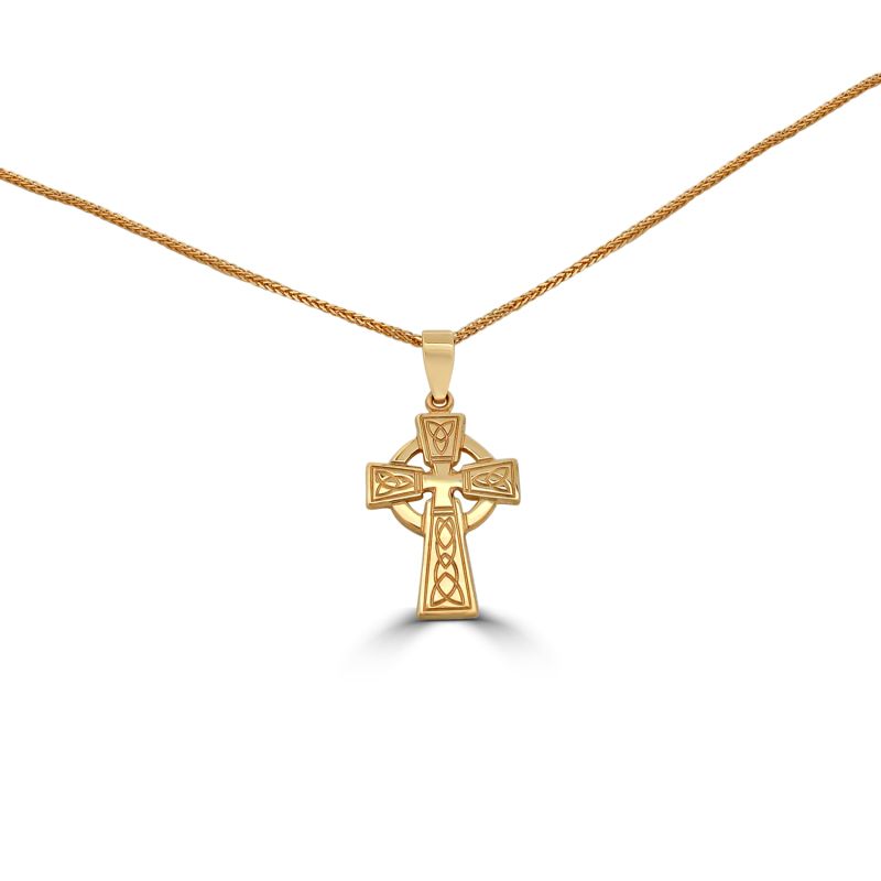 9ct Yellow Gold Small Embossed Celtic Cross Pendant