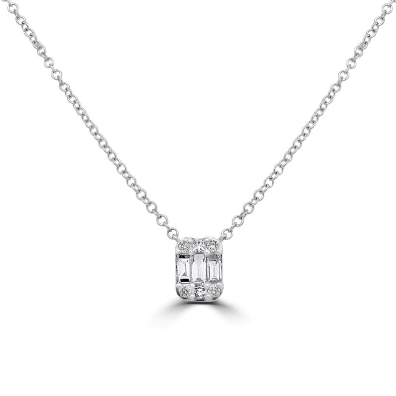 18ct White Gold Mixed Cut Diamond Necklet 0.27ct