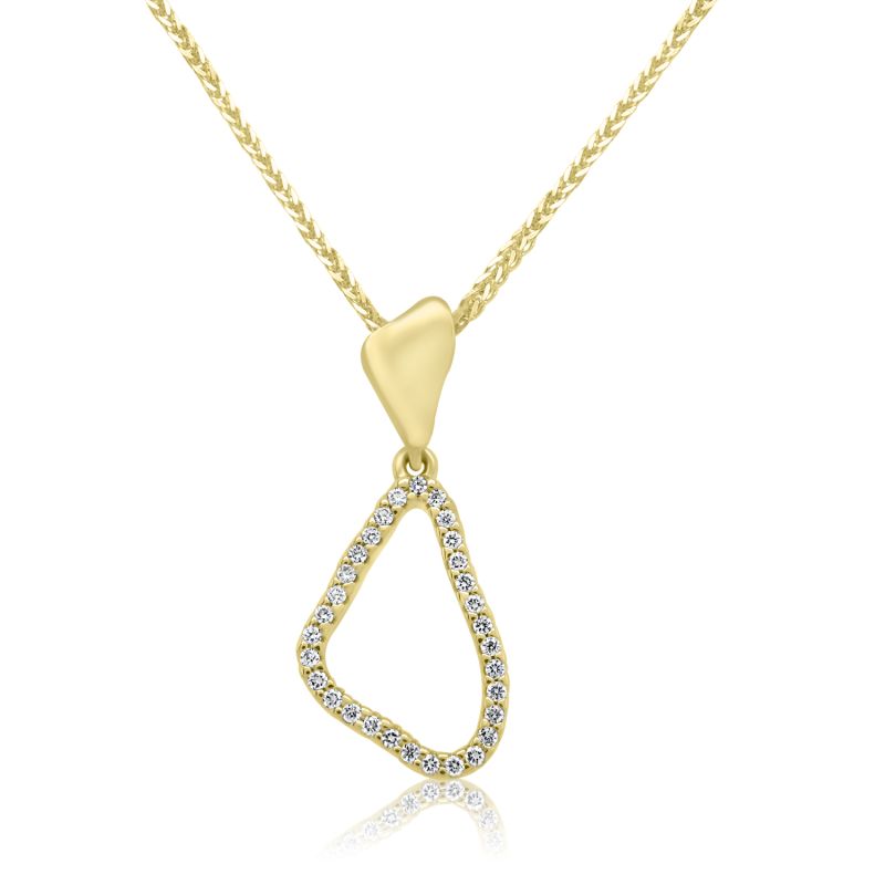 9ct Yellow Gold Triangular Shaped Diamond Set Pendant & Chain