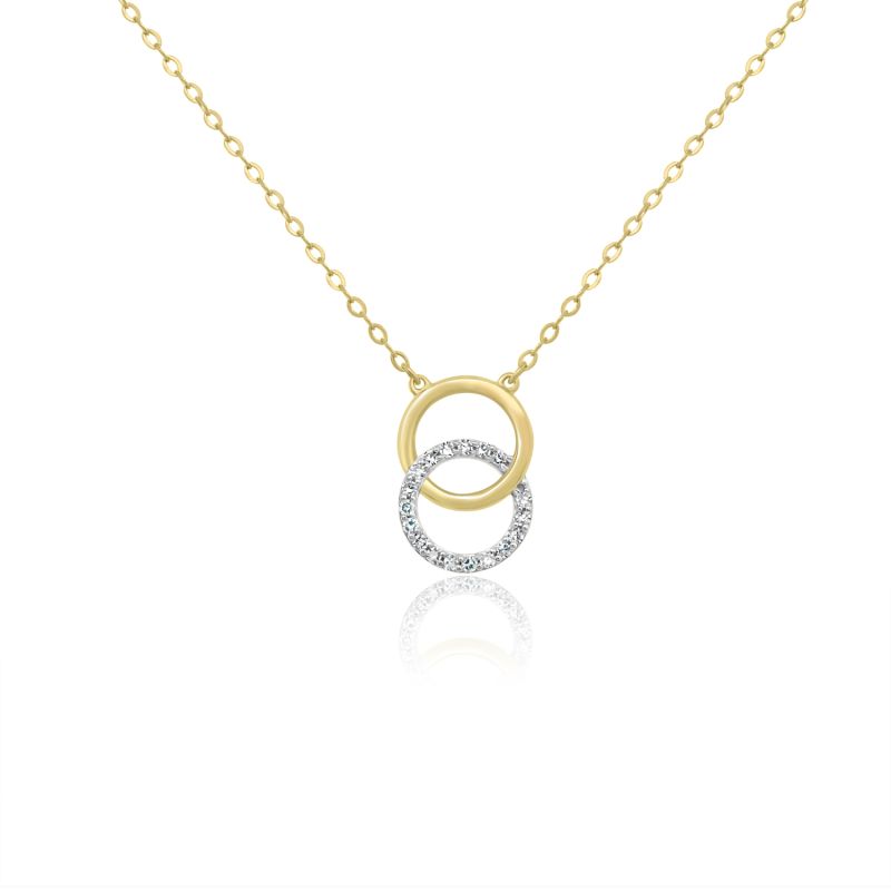 9ct Yellow Gold Diamond Set Circle Necklace