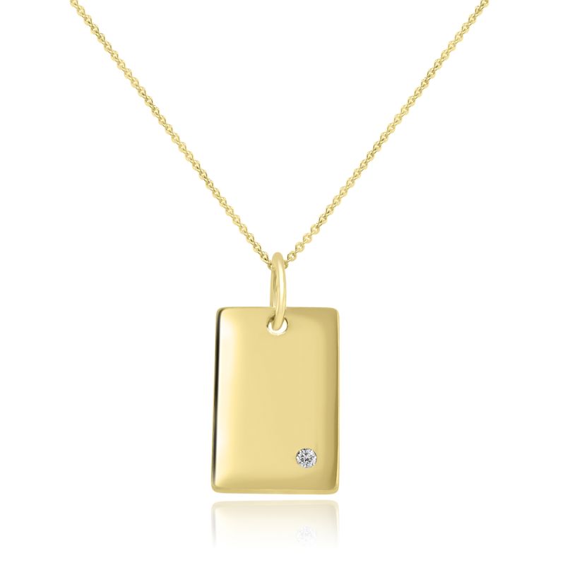 9ct Yellow Gold Diamond Rectangular Pendant & Chain 0.03ct