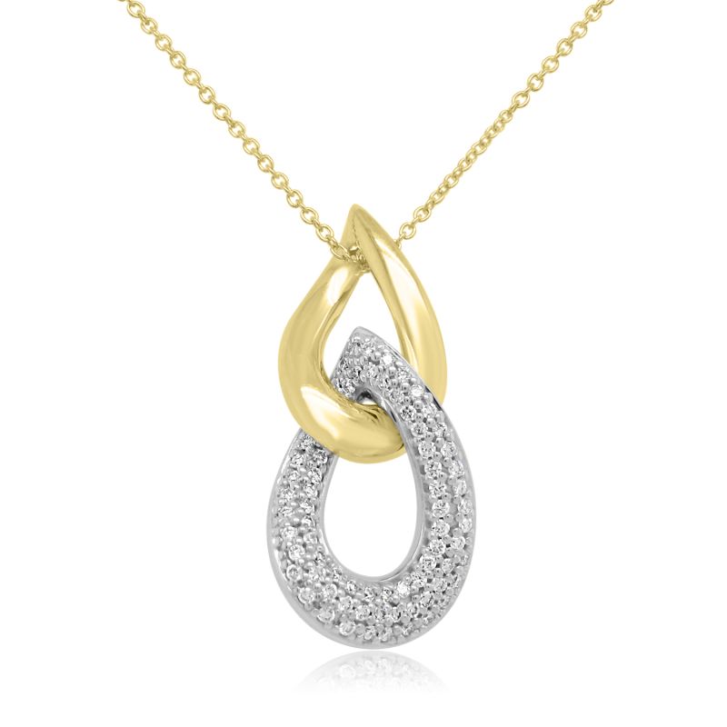 9ct Yellow & White Gold Linked Loop Pendant & Chain 0.30ct