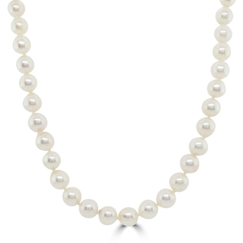 20" Cultured Pearl Necklace 9ct White Gold Clasp