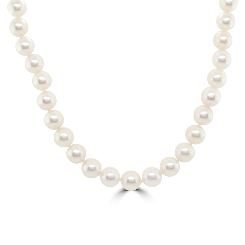 18" Cultured Pearl Necklace 9ct White Gold Clasp