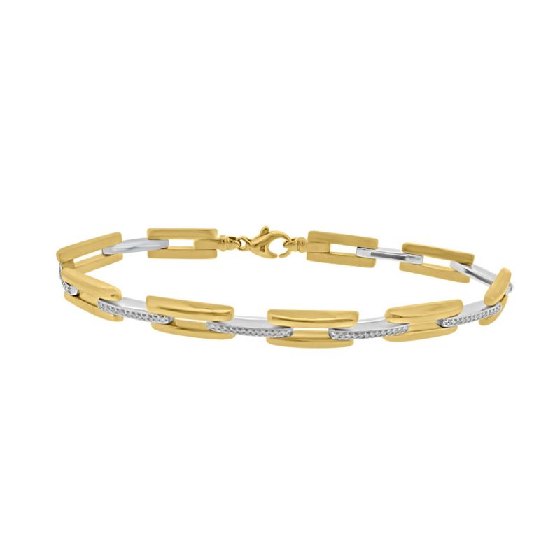 9ct Yellow Gold Brilliant Cut Diamond Open Bar Bracelet