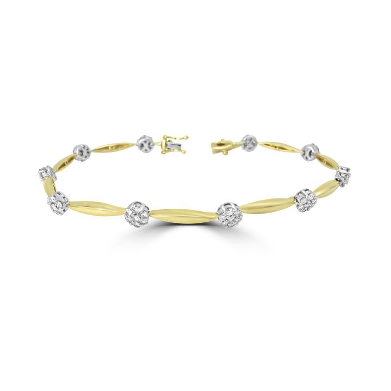 18ct Yellow Gold Brilliant Cut Diamond Starburst Bracelet 1.25ct