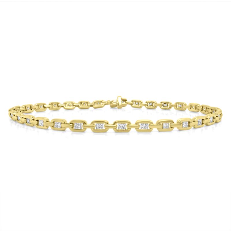 9ct Yellow Gold Princess Cut Diamond Bracelet 1.24ct