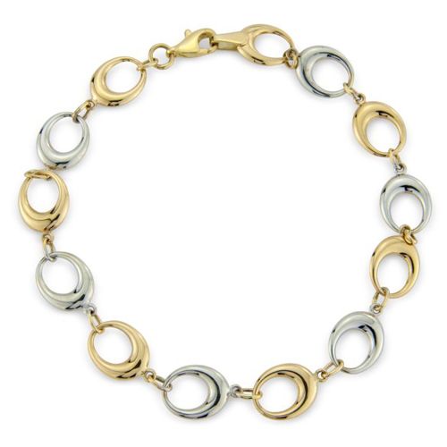 9ct Yellow & White Gold Open Oval Link Bracelet