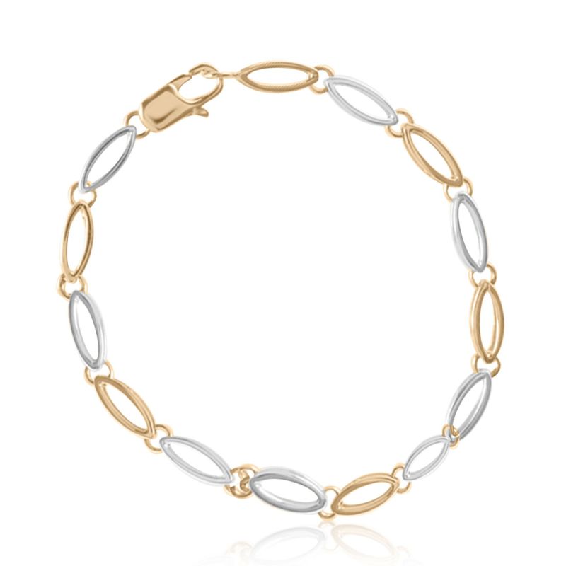 9ct Yellow & White Gold Oval Link Bracelet