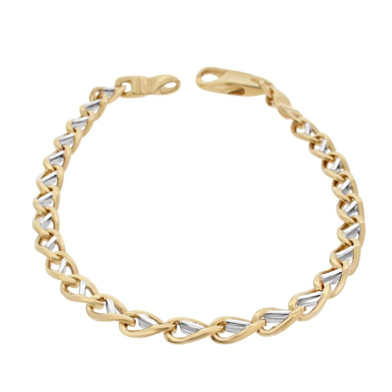9ct Yellow & White Gold Fancy Link Bracelet