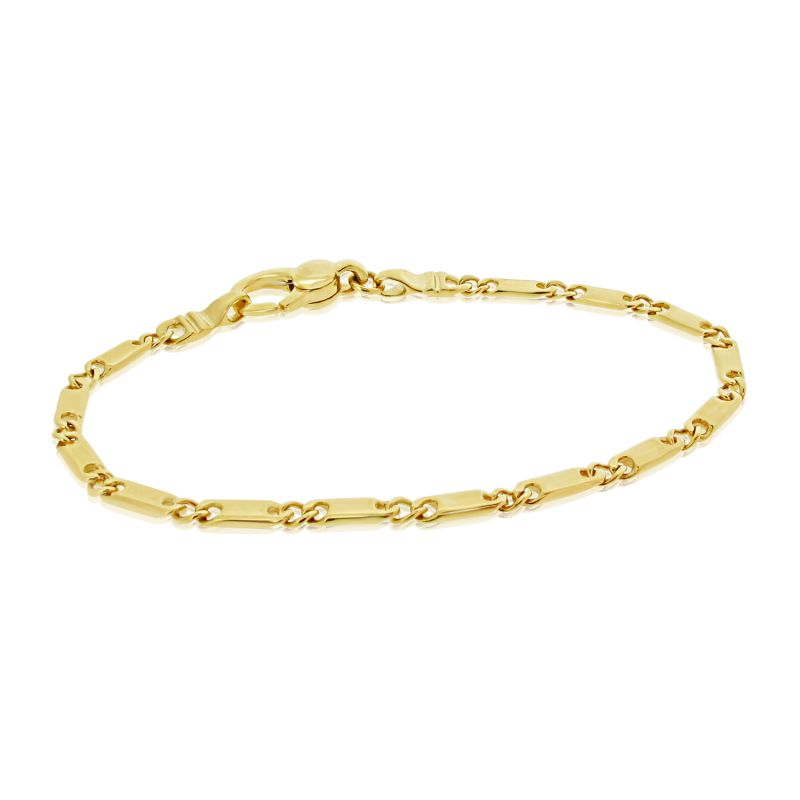 9ct Yellow Gold Bar Link Bracelet 19cm