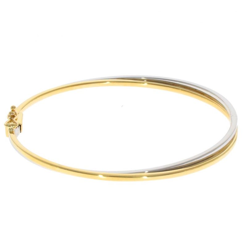 9ct Yellow & White Gold Crossover Bangle