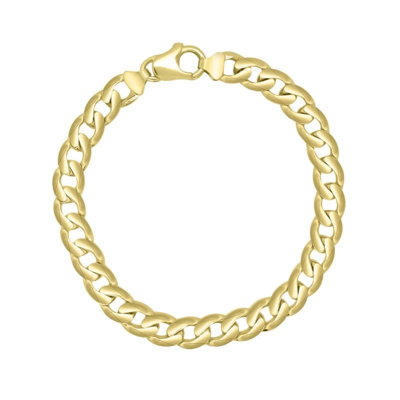 9ct Yellow Gold Mens Flat Curb Bracelet