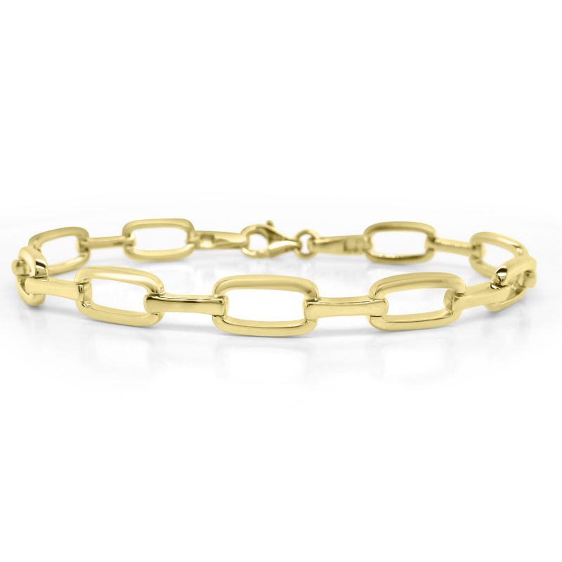 9ct Yellow Gold Open Rectangular Link Bracelet