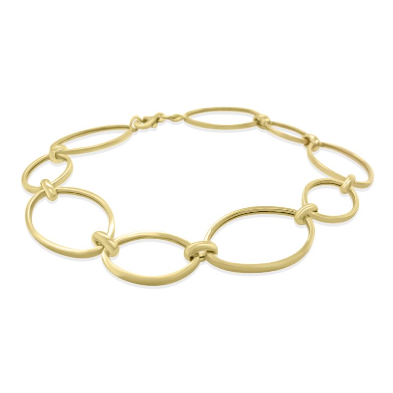 9ct Yellow Gold Open Oval Link Bracelet 8"