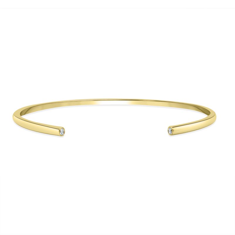 9ct Yellow Gold Torque Bangle with Diamond Ends