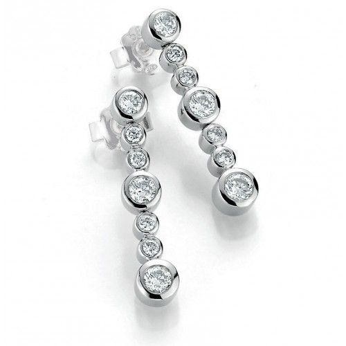 18ct White Gold Diamond Drop Earrings 0.92ct