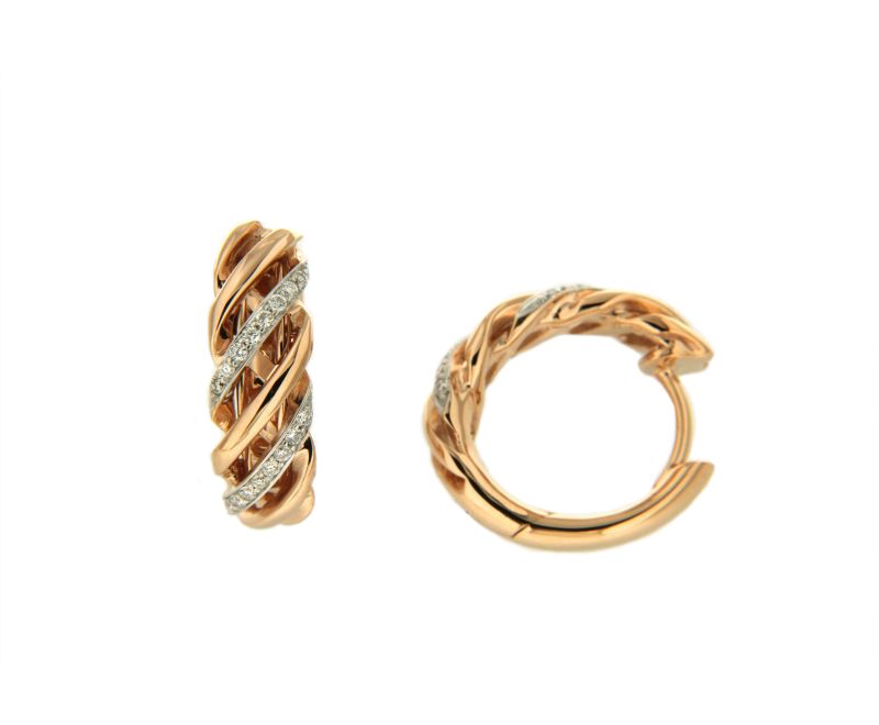 9ct Rose Gold Hinged Hoop Diamond Earrings 0.10ct