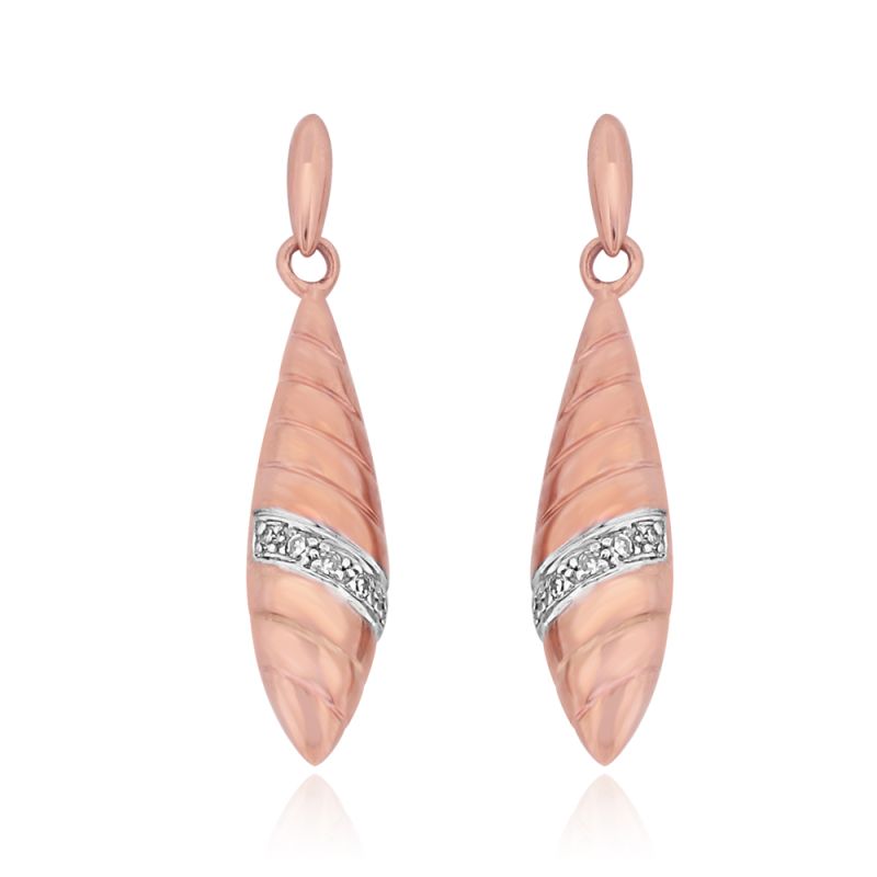 9ct Rose Gold Twist Drop Diamond Earrings