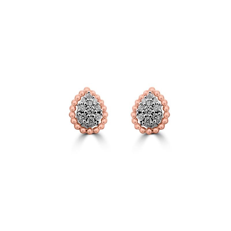 9ct White & Rose Gold Brilliant Cut Diamond Cluster Earrings