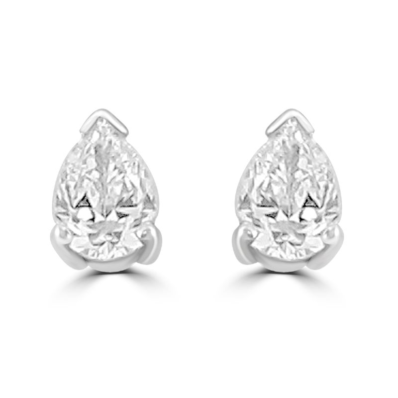 18ct White Gold Pear Cut Diamond Stud Earrings 0.83ct