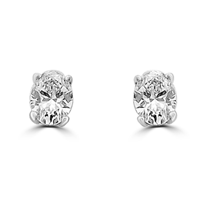 18ct White Gold Oval Cut Diamond Stud Earrings 1.01ct