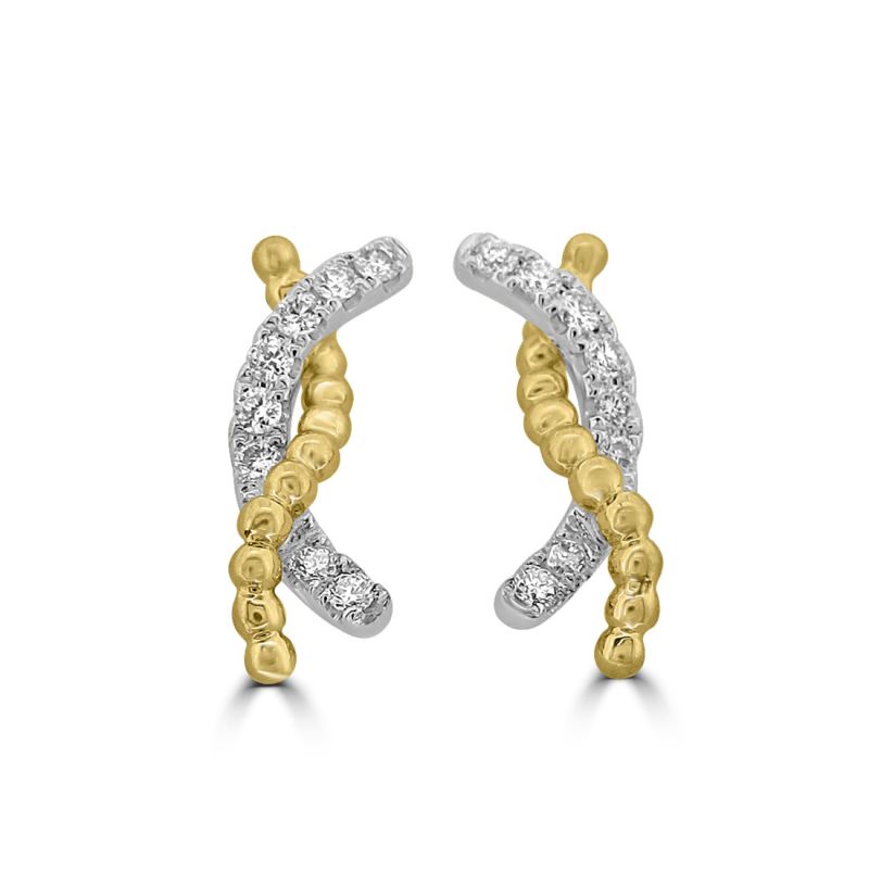 18ct Yellow Gold Brilliant Cut Diamond 2 Row Twist Earrings 0.20